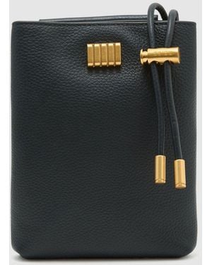 Reiss Solene - Navy Grained-leather Phone Crossbody Bag, One - Black