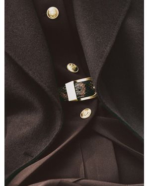 Reiss Hazel - Chocolate Leather Snake-effect Belt, S - Black