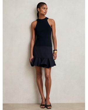 Reiss Ruffle-Hem Mini Skirt - Blue