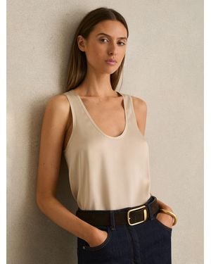Reiss Silk-Front Cami Top - Natural