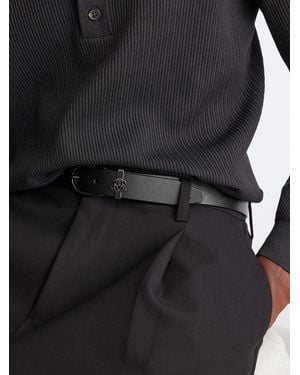 Reiss Frederick - Black Grained-leather Monogram-detail Belt, 38