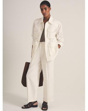 Reiss Les 100 Ciels Wide Leg Pants - Natural