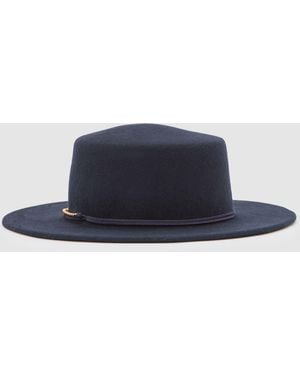 Reiss Lacey - Navy Wool Felt Chain-strap Fedora Hat, M-l (us 8-14) - Blue