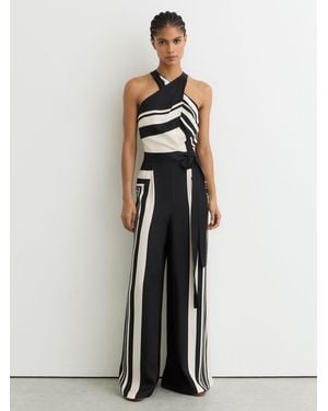 Reiss Scarf-Print Belted Wide-Leg Jumpsuit - White