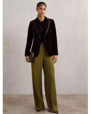 Reiss Luisa Petite Wide-Leg Pintuck Pants - Green