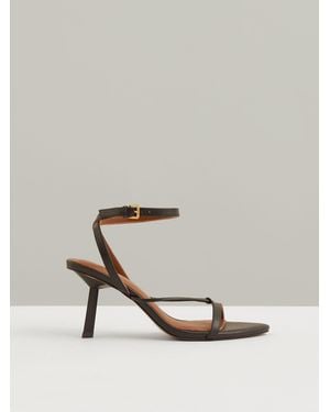 Reiss Ashley - Black Leather Strappy Heeled Sandals, Us 10 (uk 8)