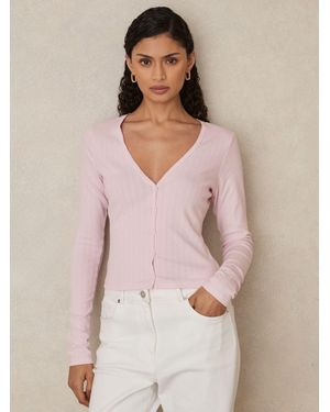 GOOD AMERICAN Pink Pointelle Cardigan