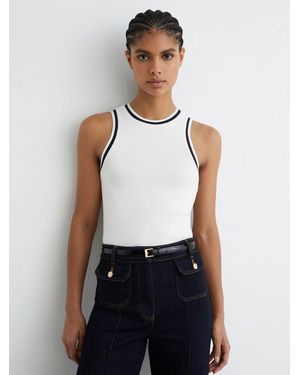 Reiss Stretch-Cotton Tipped Vest - White