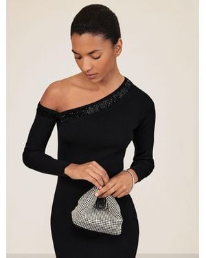 Reiss Bead-Detail Off-Shoulder Knit Dress - Black