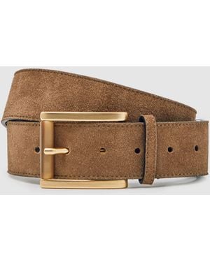 Reiss Suede Square Roller Buckle Belt - Blue
