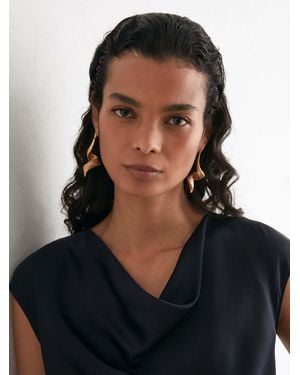 Reiss Silk Cowl-Neck Sleeveless Top - Black