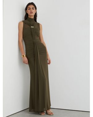 Reiss Ruched Sleeveless Maxi Dress - Green