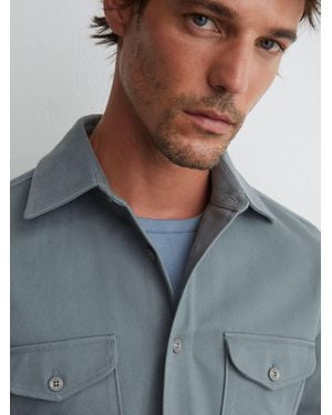 Reiss Cotton-Twill Twin-Pocket Regular-Fit Shirt - Gray