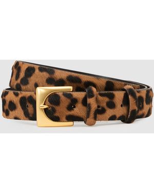 Reiss Belinda Pony-Hair Leopard Square-Buckle Belt - Multicolor