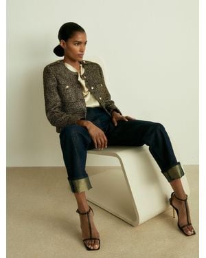 Reiss Lamé-Tweed Jacket - Green