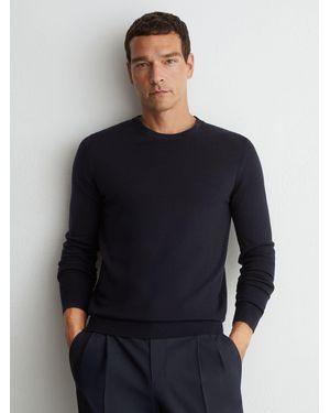 Reiss Wessex - Navy Merino Wool Crew-neck Sweater, Xxl - Blue