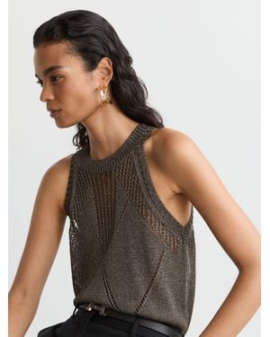 Reiss Textured-Knit Metallic Vest - Gray