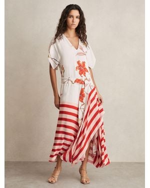 Reiss Hallia Stripe-Print Handkerchief Woven Maxi Dress in