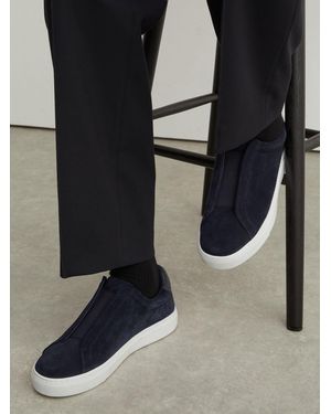 Reiss Suede Slip-On Elasticated Sneakers - Black