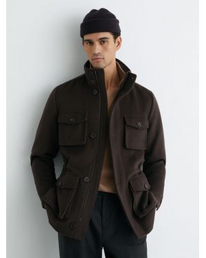 Reiss Wool-Blend Four-Pocket Jacket - Black