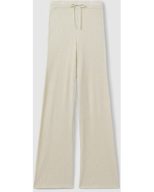 GOOD AMERICAN Good Cloud White Ribbed Terry Lounge Pants - Natural