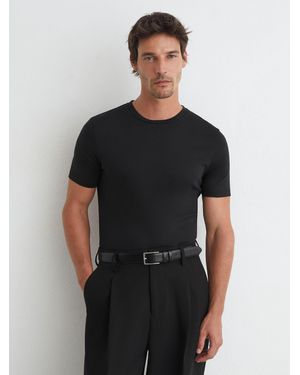 Reiss Brad - Black Air-water Cotton Muscle-fit T-shirt, Xl