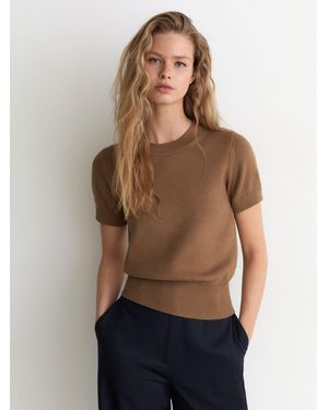Reiss Cotton And Wool Short-Sleeve Knit Top - Blue