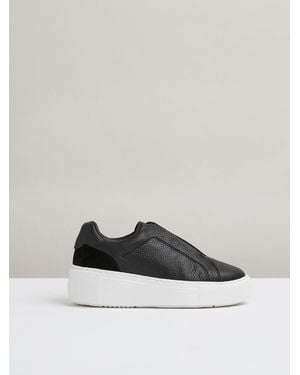 Reiss Casey - Black Leather Slip-on Sneakers, Us 10 (uk 8) - Gray