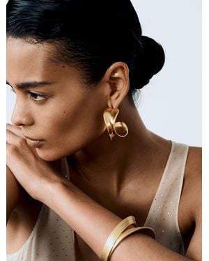 Reiss Savanna - Gold Tone Sculptural Curve Hoop Earrings, One - Black