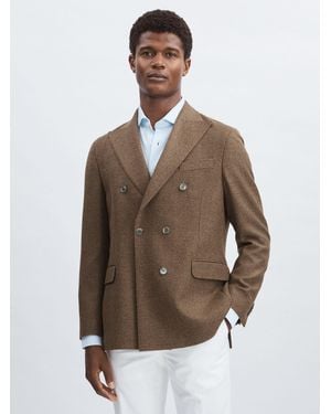 Oscar Jacobson Woven Wool Double-Breasted - Brown