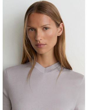 Reiss High V-Neck Long-Sleeve Top - Brown