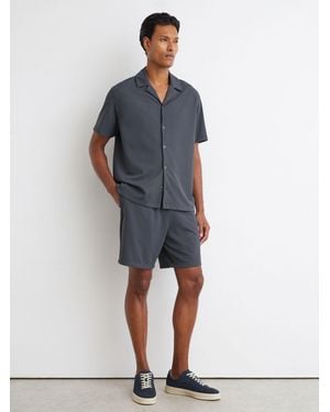 Reiss Vault - Airforce Blue Stretch Textured Drawstring Shorts, Xxl