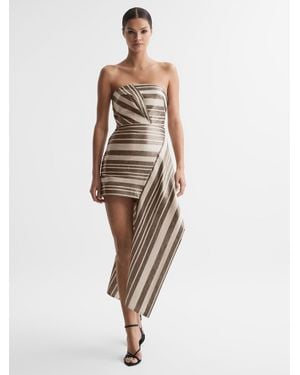 Acler Linen Striped Strapless Mini Dress - Natural