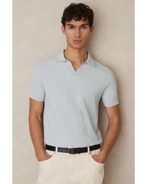 Reiss Soft & Open-Collar Textured Polo Shirt - Gray