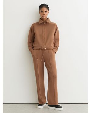 Reiss Premium Interlock Wide-Leg Sweatpants - Natural