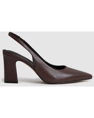 Reiss Leather Slingback Court Shoes - White