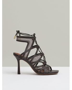 Reiss Kimberly - Chocolate Kimberly Mesh Leather Strappy Heels, Us 9 (uk 7) - Natural