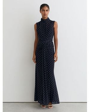 Reiss Stacey Polka-Dot Print Sleeveless Maxi Dress - Blue