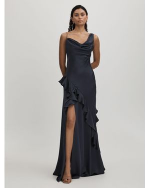 open lace back dress One-Shoulder Cutout Asymmetrical Dress with Embroidered Tulle Sleeve EU44 / Apricot (As Seen On The Photo) main image 0