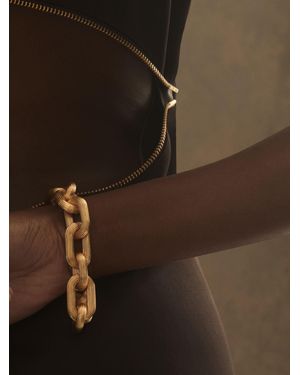 Reiss Clara - Gold Tone Contour Chain Link Bracelet, - Brown