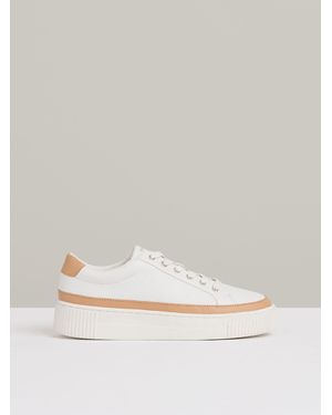 Reiss Leanne Grained Leather Platform Sneakers - Natural