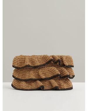 Reiss Raya - Natural Raffia Ruffle Clutch Bag, One