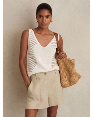 Reiss Ashby - Neutral Linen Shorts, Us 10 R - Natural