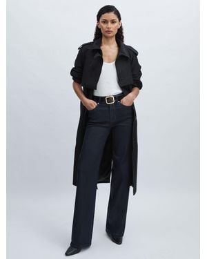 PAIGE Coated Sasha Jeans Cotton Plain - Blue