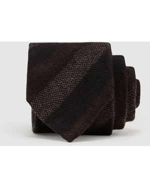Reiss Agnolo - Brown/navy/grey Wool Striped Unlined Tie, One - Black