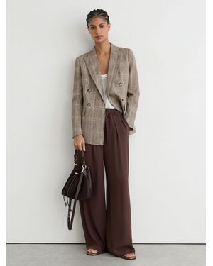 Reiss Aimee - Chocolate Brown Drawstring Wide-leg Pants, Us 4 L - Natural