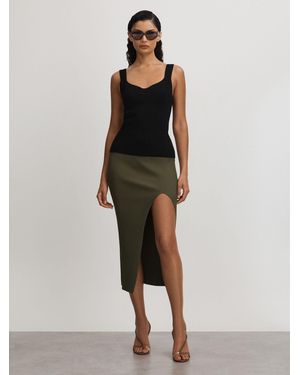 GOOD AMERICAN Ribbed Midi Skirt - Black