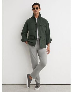 Reiss Found - Sage Green Stretch Slim-fit Drawstring Pants, 38