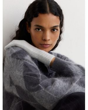 Reiss Issie - Gray Wool-blend Knitted Gloves With Cashmere, One