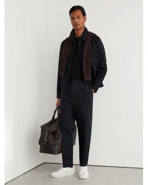 Reiss Cotton-Blend Lightweight Tapered Pants - Black